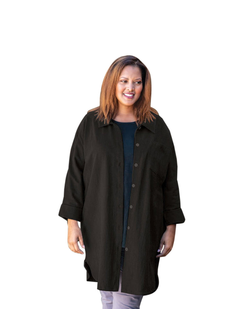 On The Plus Side Cotton Collar Long Sleeve Kendall Plus Size Shirt