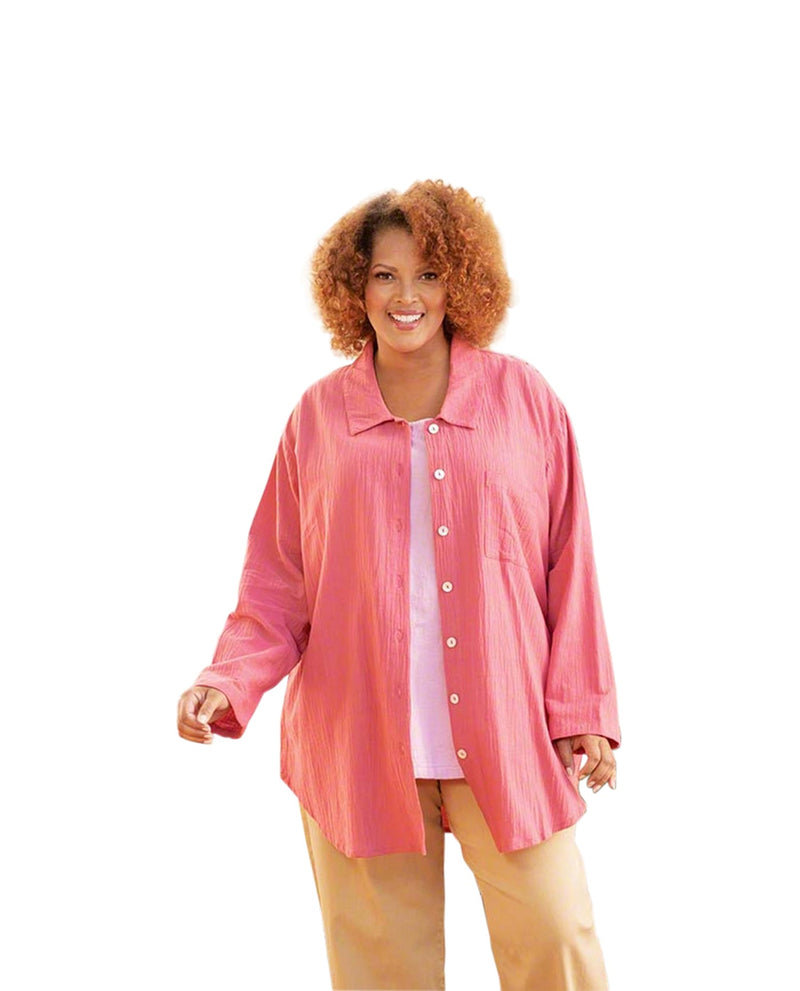 On The Plus Side Cotton Collar Long Sleeve Kendall Plus Size Shirt