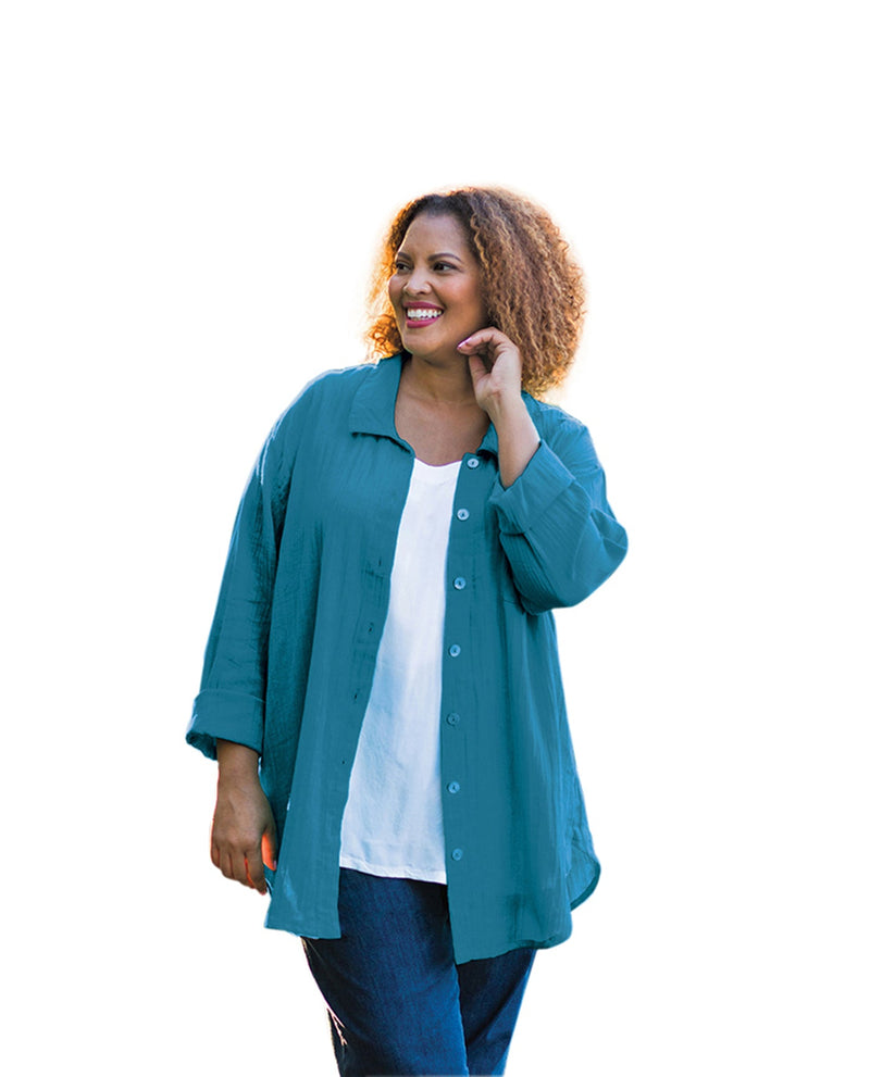 On The Plus Side Cotton Collar Long Sleeve Kendall Plus Size Shirt