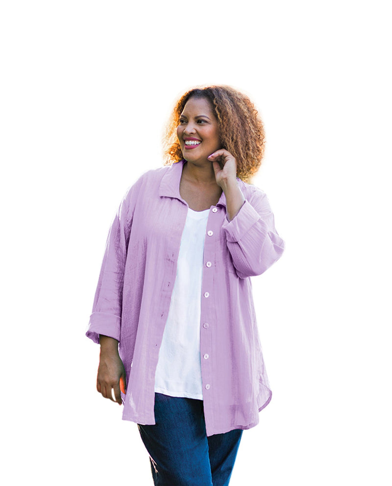 On The Plus Side Cotton Collar Long Sleeve Kendall Plus Size Shirt
