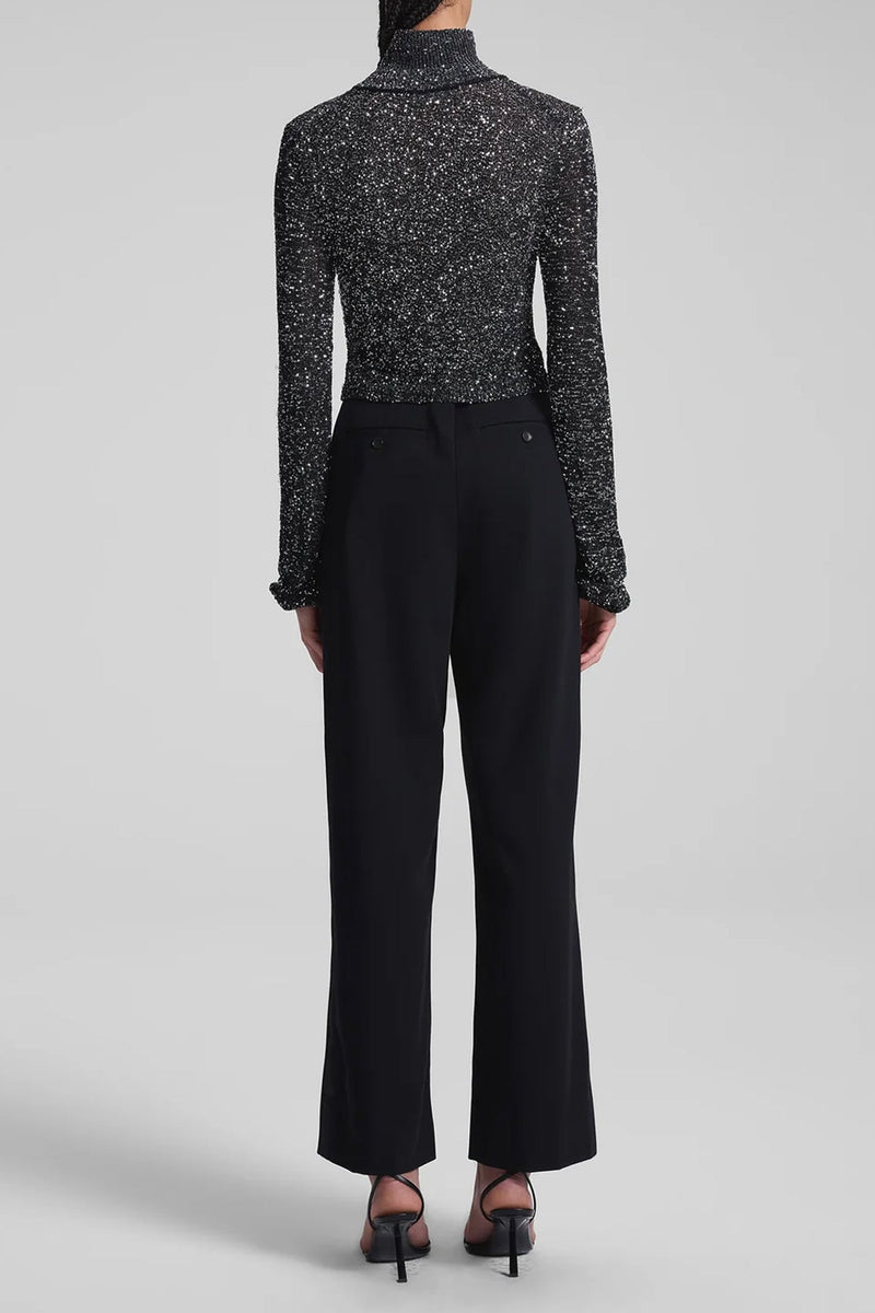 Kendall Sequin Embellished Top in Black/Silver