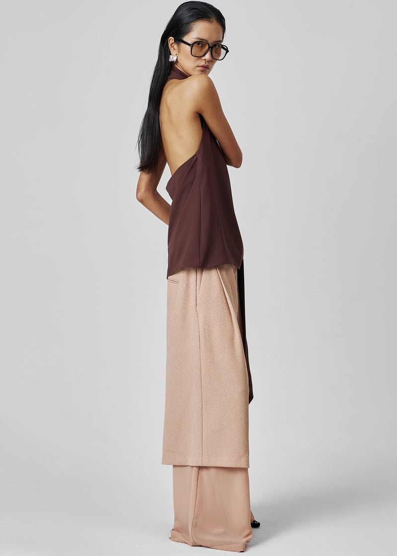 Belisa Draped Embellished Top - Brown