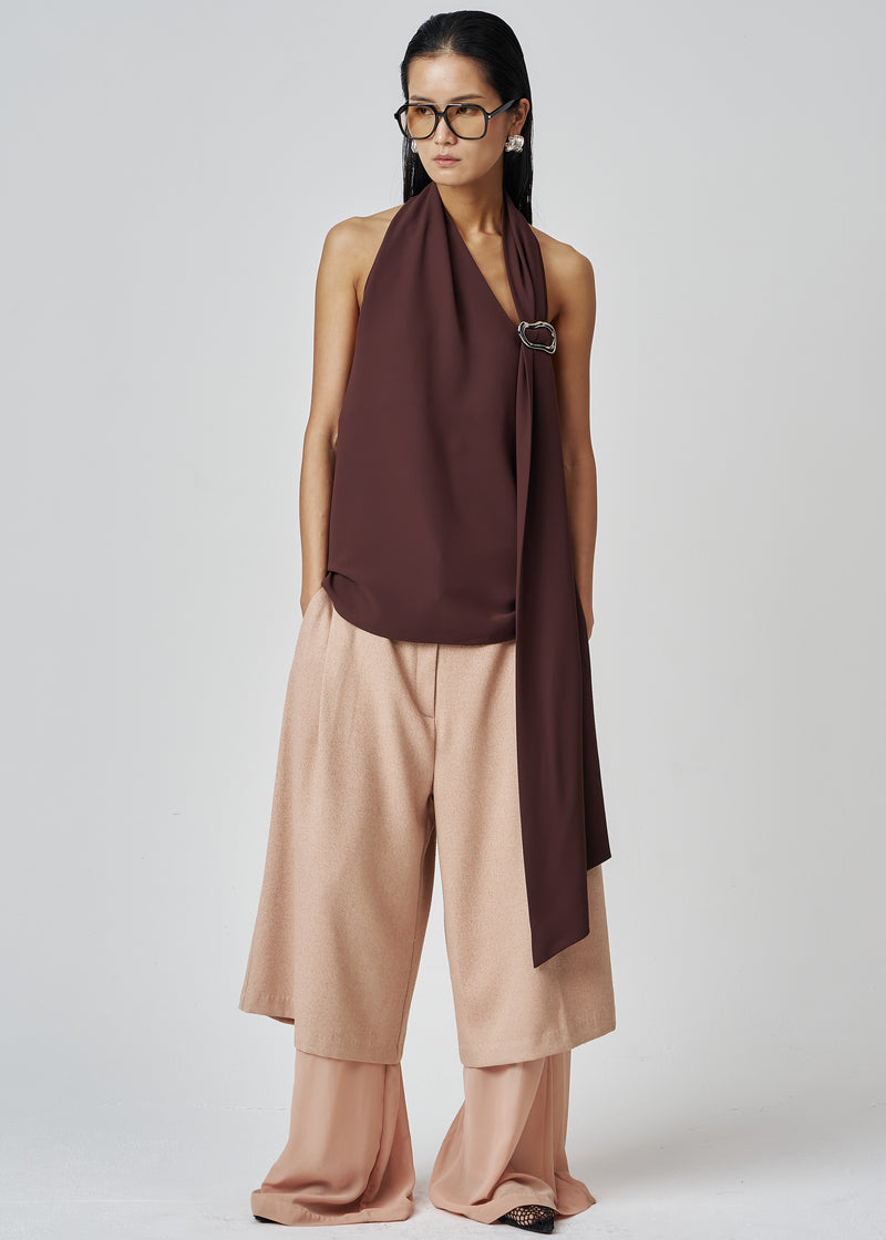 Belisa Draped Embellished Top - Brown