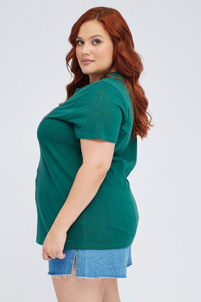 Green Graphic T-shirt Short Sleeve Crew Neck
