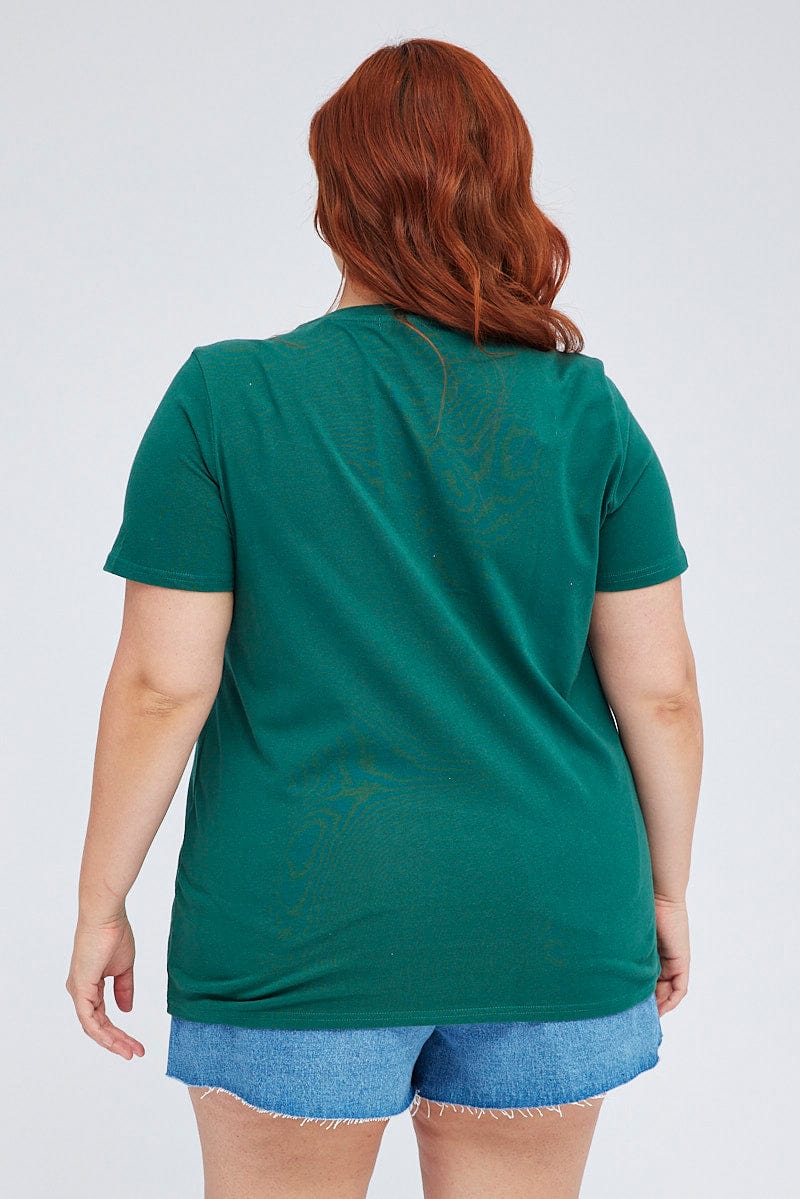 Green Graphic T-shirt Short Sleeve Crew Neck