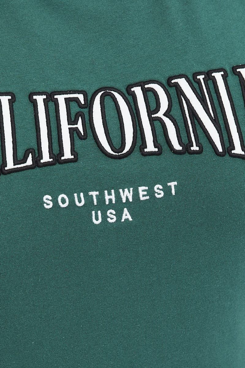 Green Graphic T-shirt Short Sleeve Crew Neck