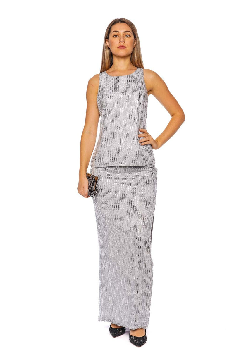Crystal Embellished Chiffon Sleeveless Top