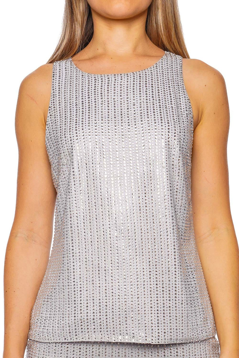 Crystal Embellished Chiffon Sleeveless Top