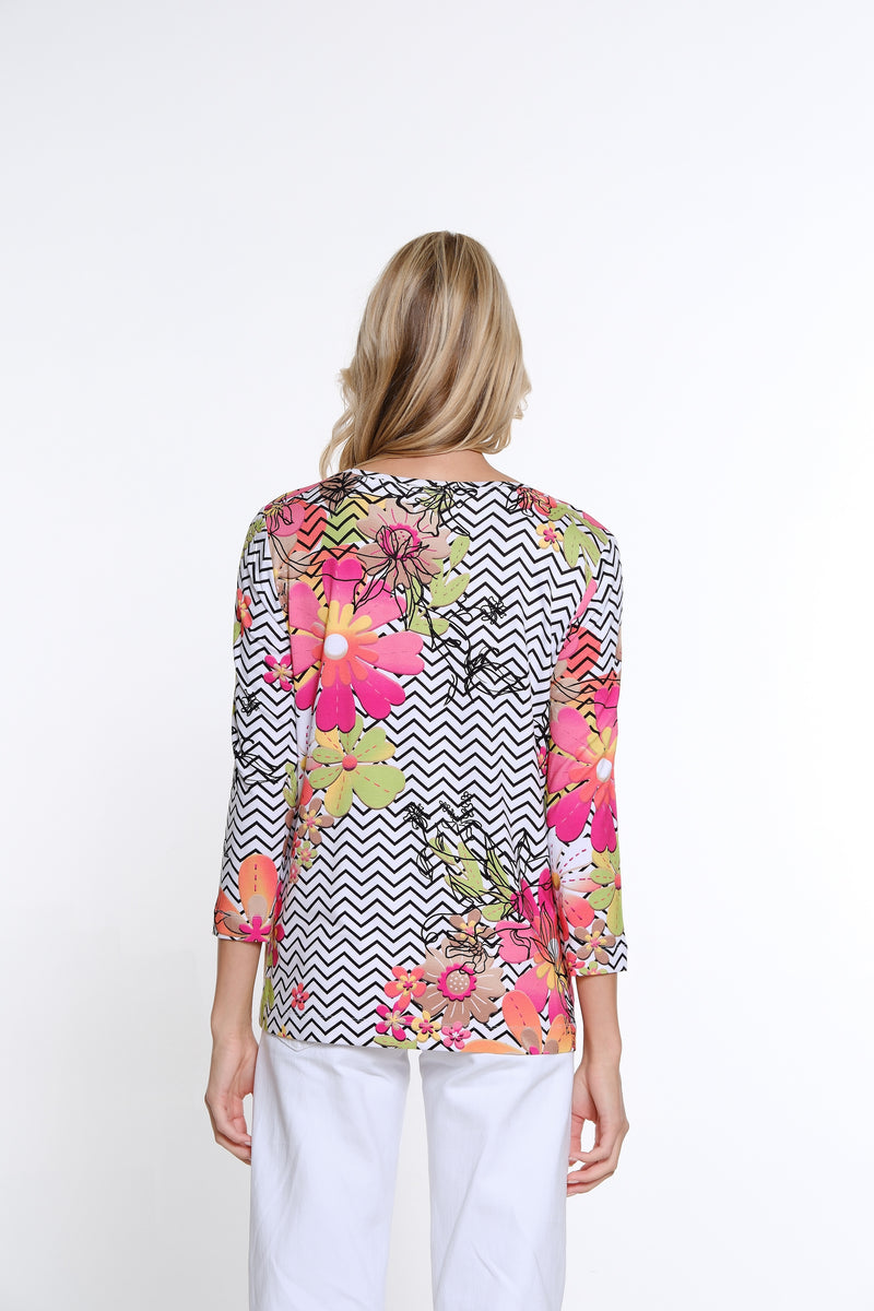 Embellished Print Knit Top - Multi