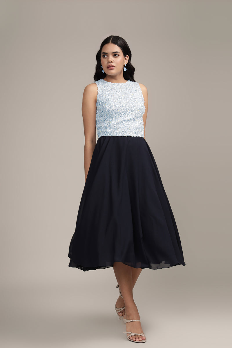 Picasso Embellished Top in Light Blue