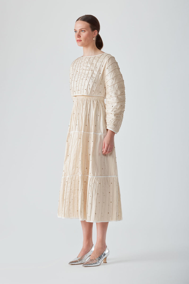 AFAF EMBELLISHED HAND-PIPED TOP-CHAMPAGNE