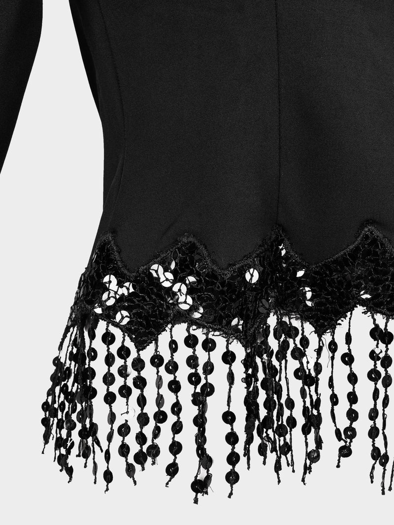 Christian Dior 2000s Black Off-shoulder Sequin-embellished Top