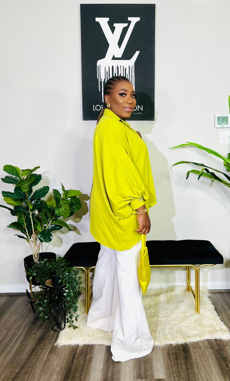 PRIMROSE OVERSIZED EMBELLISHED TOP (Lime Green)