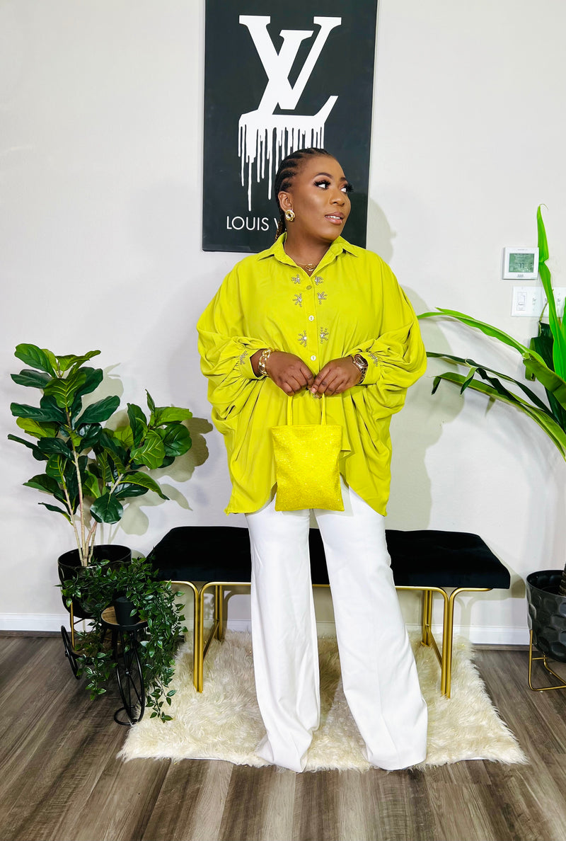 PRIMROSE OVERSIZED EMBELLISHED TOP (Lime Green)