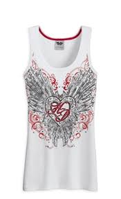 Harley-Davidson tank-S/L VL embellished lace v-day women's white