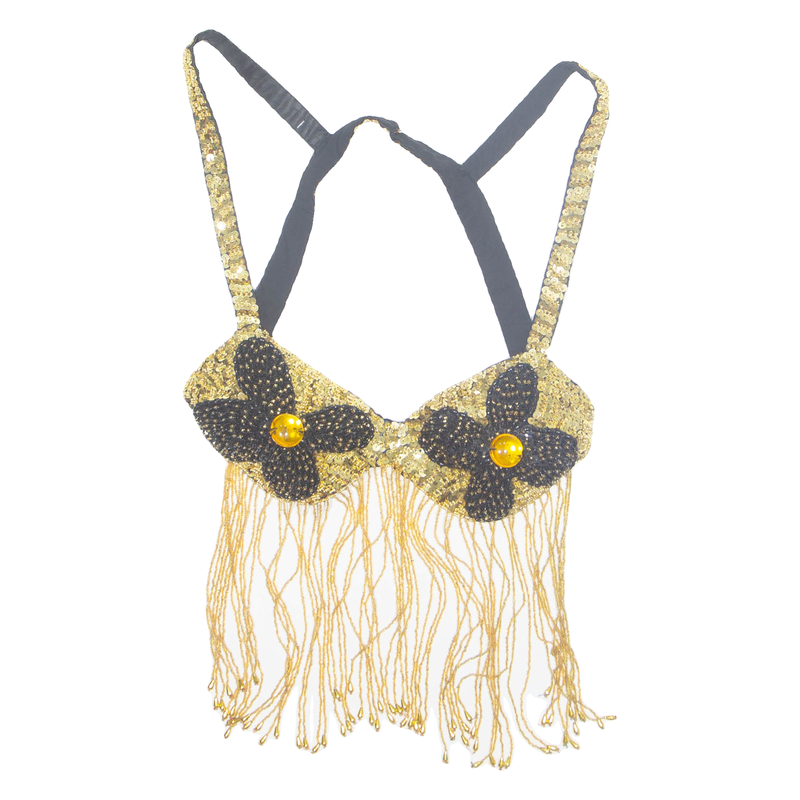 Embellished Bralette Womens Cropped Blouse Gold Blouse M