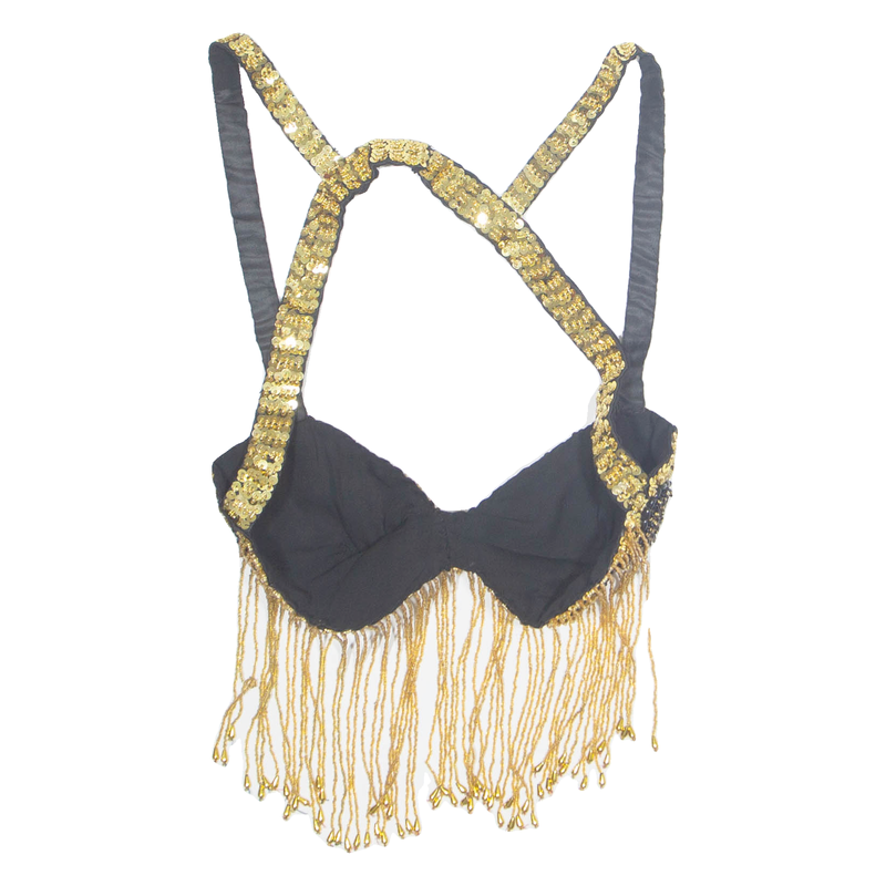 Embellished Bralette Womens Cropped Blouse Gold Blouse M