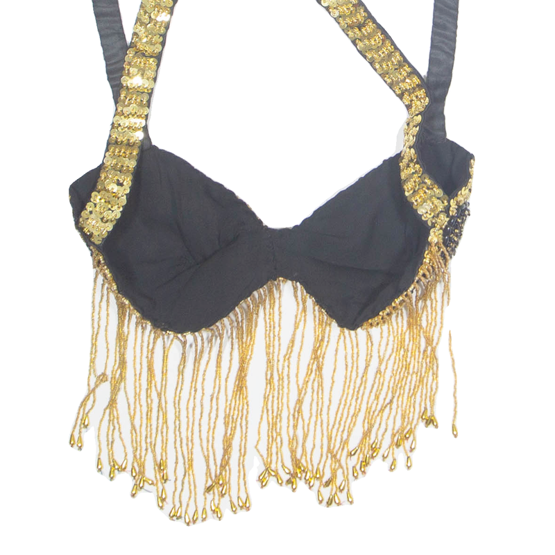 Embellished Bralette Womens Cropped Blouse Gold Blouse M
