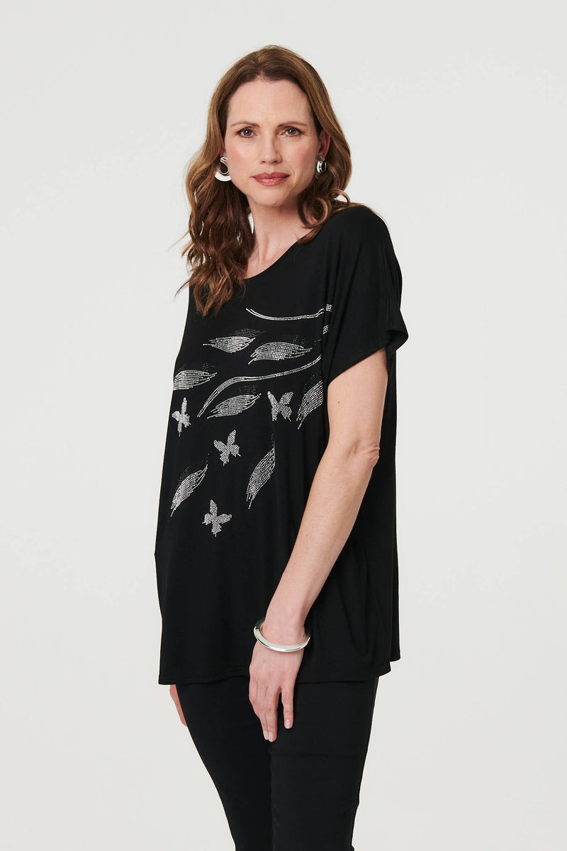 Sparkly Embellished Relaxed T-Shirt