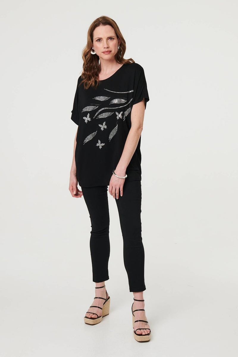 Sparkly Embellished Relaxed T-Shirt