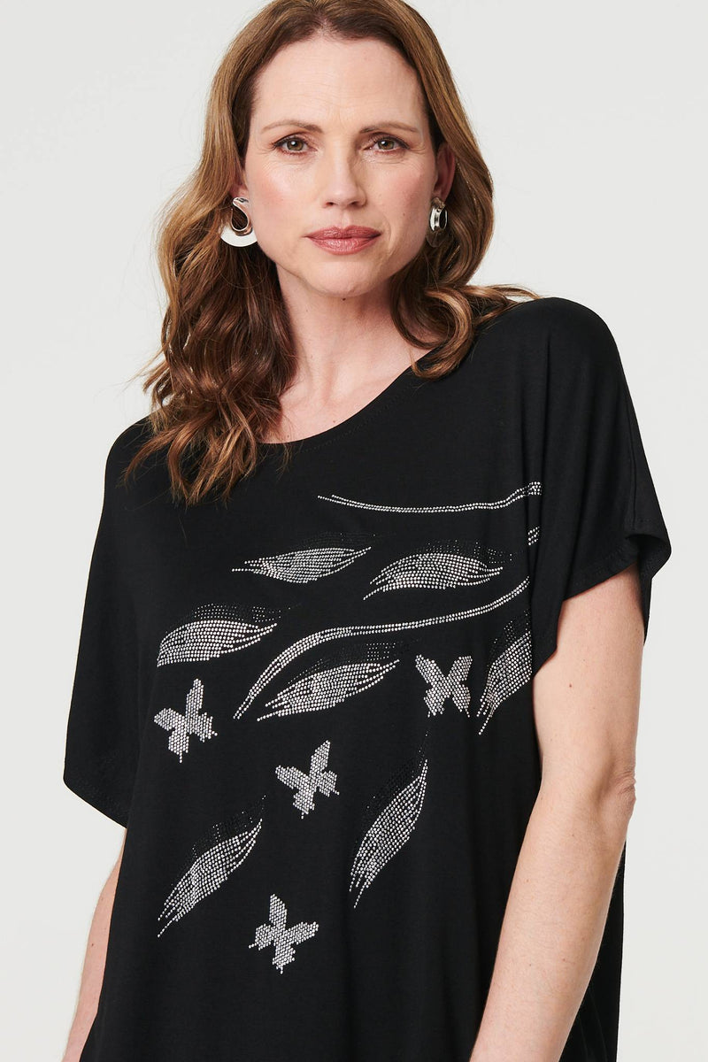 Sparkly Embellished Relaxed T-Shirt