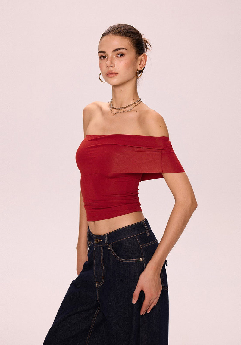 Off-Shoulder Red Bandeau Top