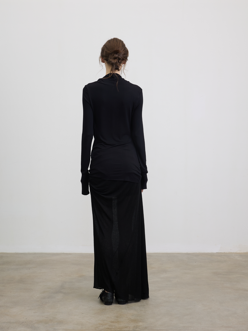 Black Draped Neck Bandeau Top