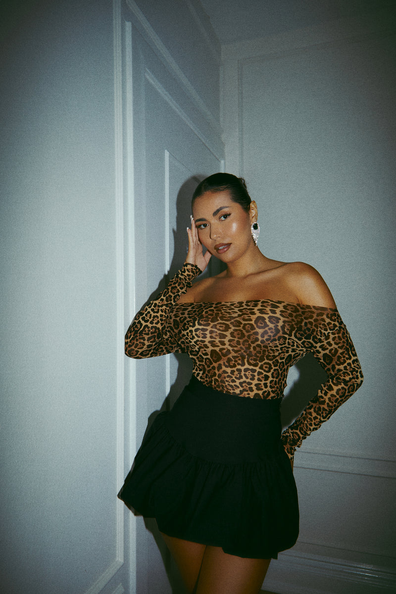 Jovana Off The Shoulder Top - Leopard