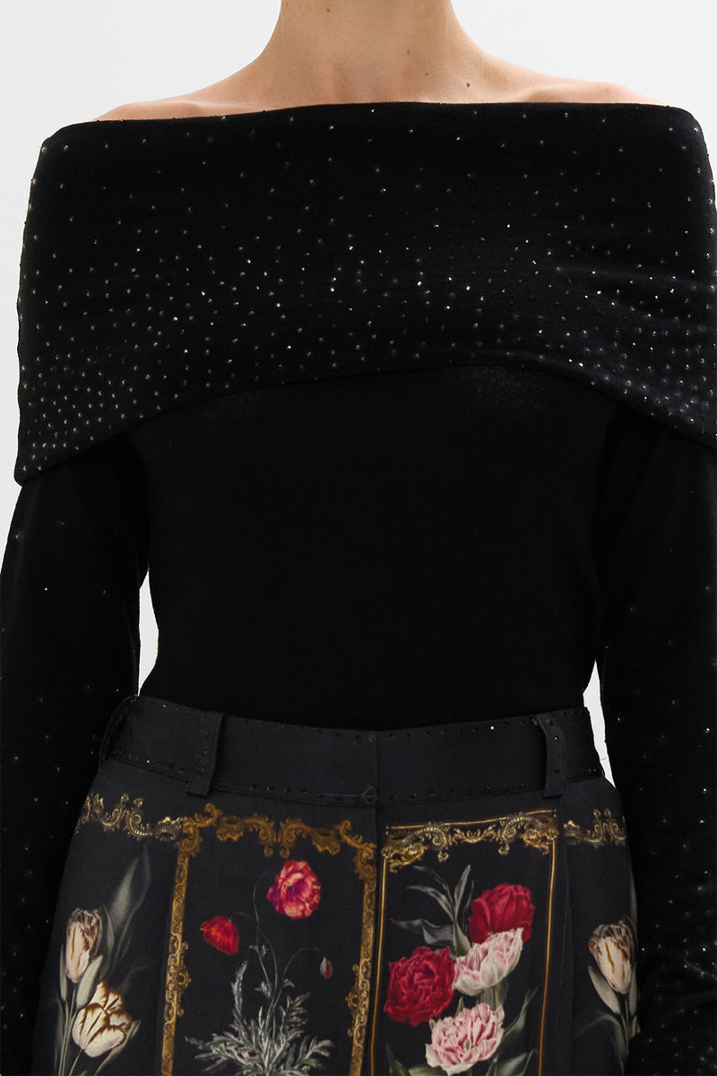 OFF SHOULDER KNIT TOP MAGIC IN THE MANUSCRIPTS