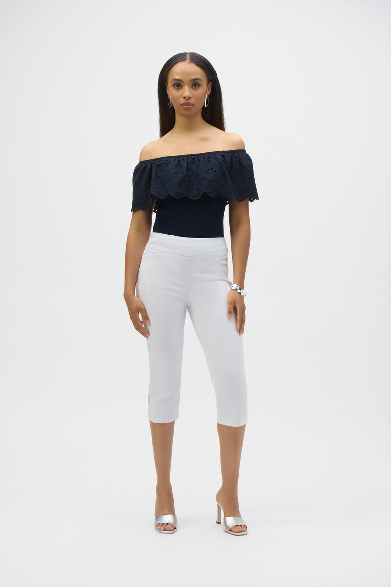Joseph Ribkoff Eyelet Lace Off-Shoulder Top Style 252134