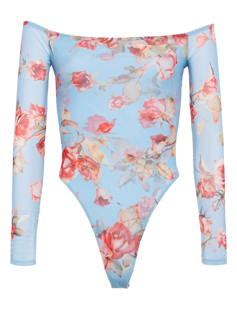 L'agence - Peonie Off Shoulder Bodysuit - Blue Tapestry Floral
