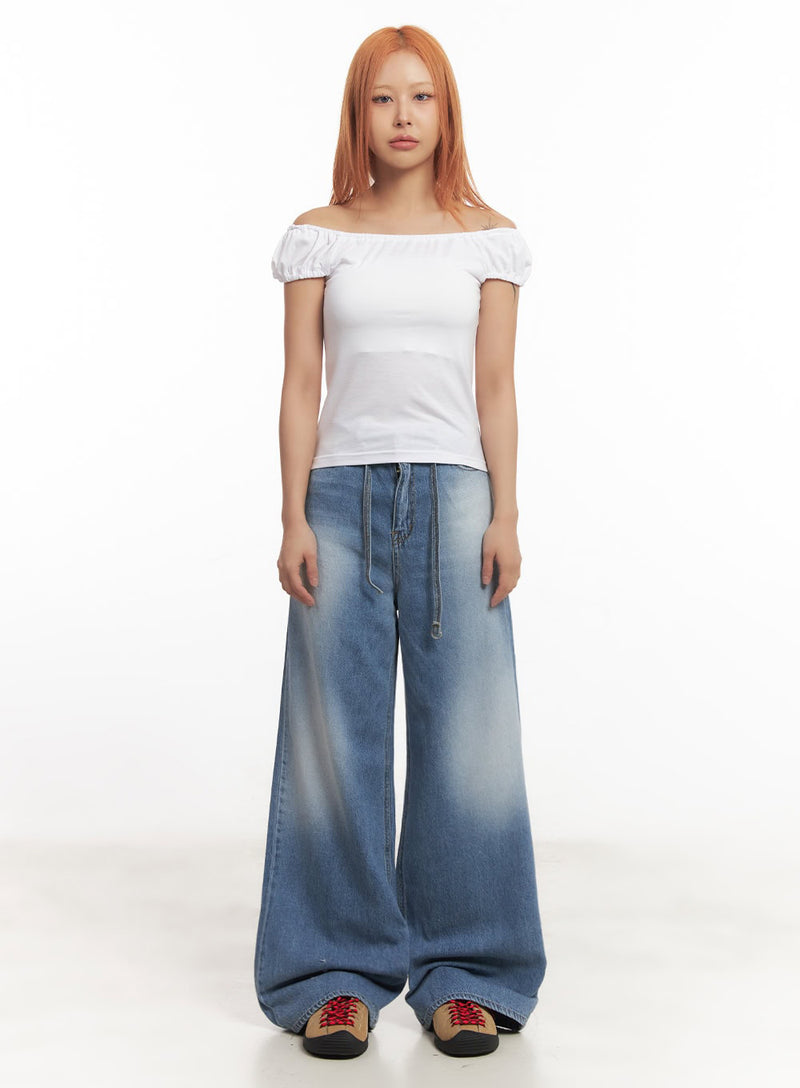 Puff Sleeve Off-Shoulder Top IA515