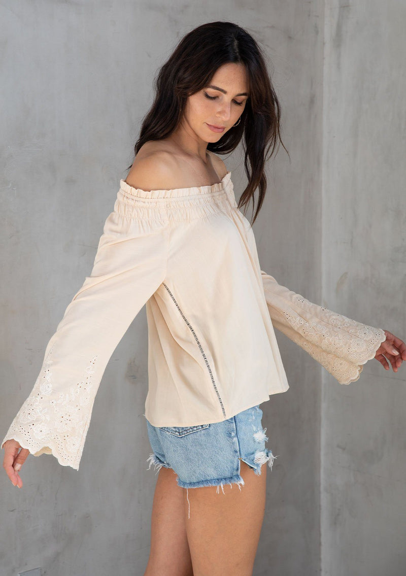 Venture Embroidered Off Shoulder Top