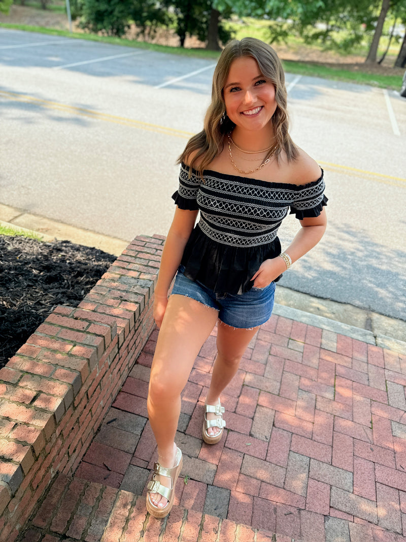 Choose to Love Me Off the Shoulder Top in Black