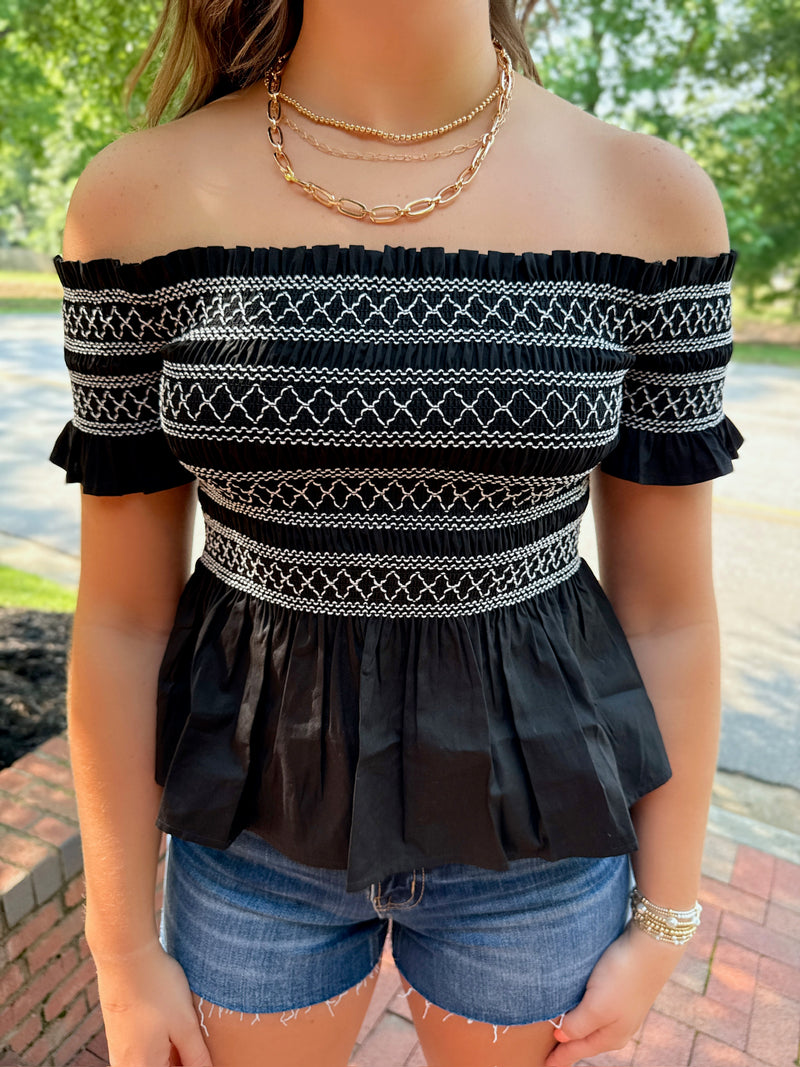 Choose to Love Me Off the Shoulder Top in Black