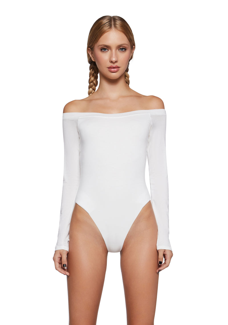 Polished Chicness Off The Shoulder Bodysuit - White