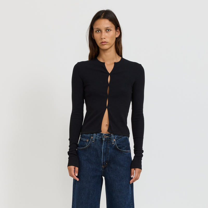 Slim Fit Cut Out Detail Top Black