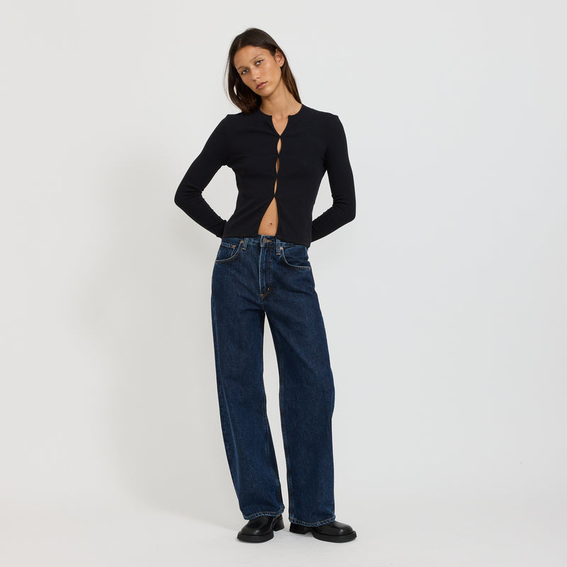 Slim Fit Cut Out Detail Top Black