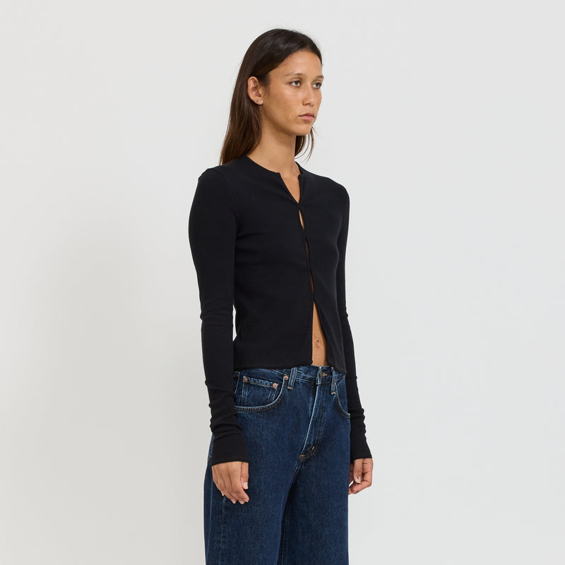 Slim Fit Cut Out Detail Top Black