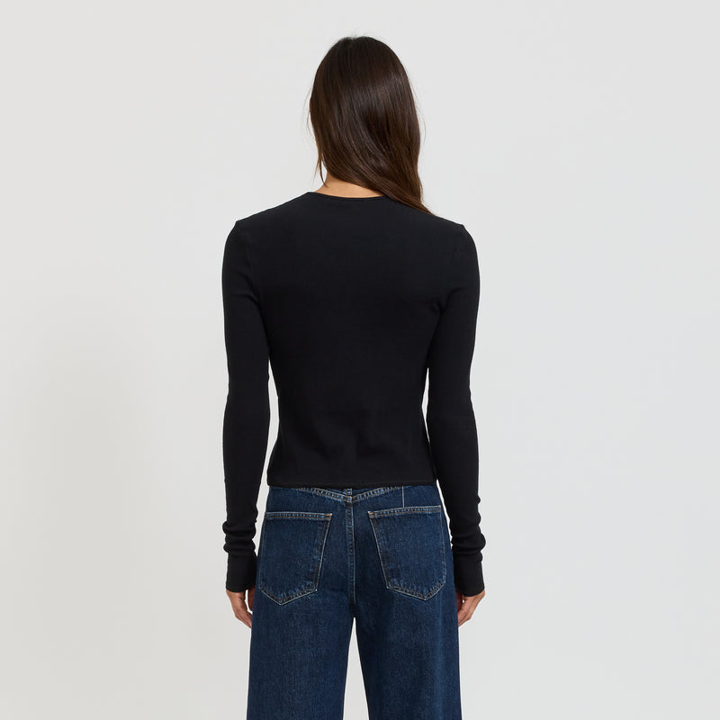 Slim Fit Cut Out Detail Top Black