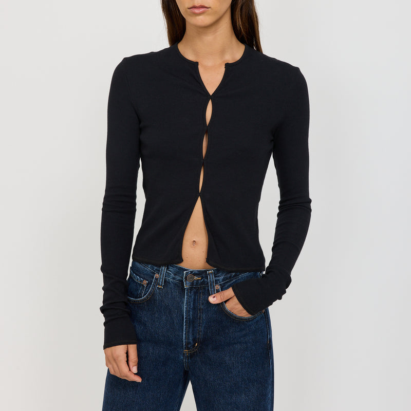 Slim Fit Cut Out Detail Top Black