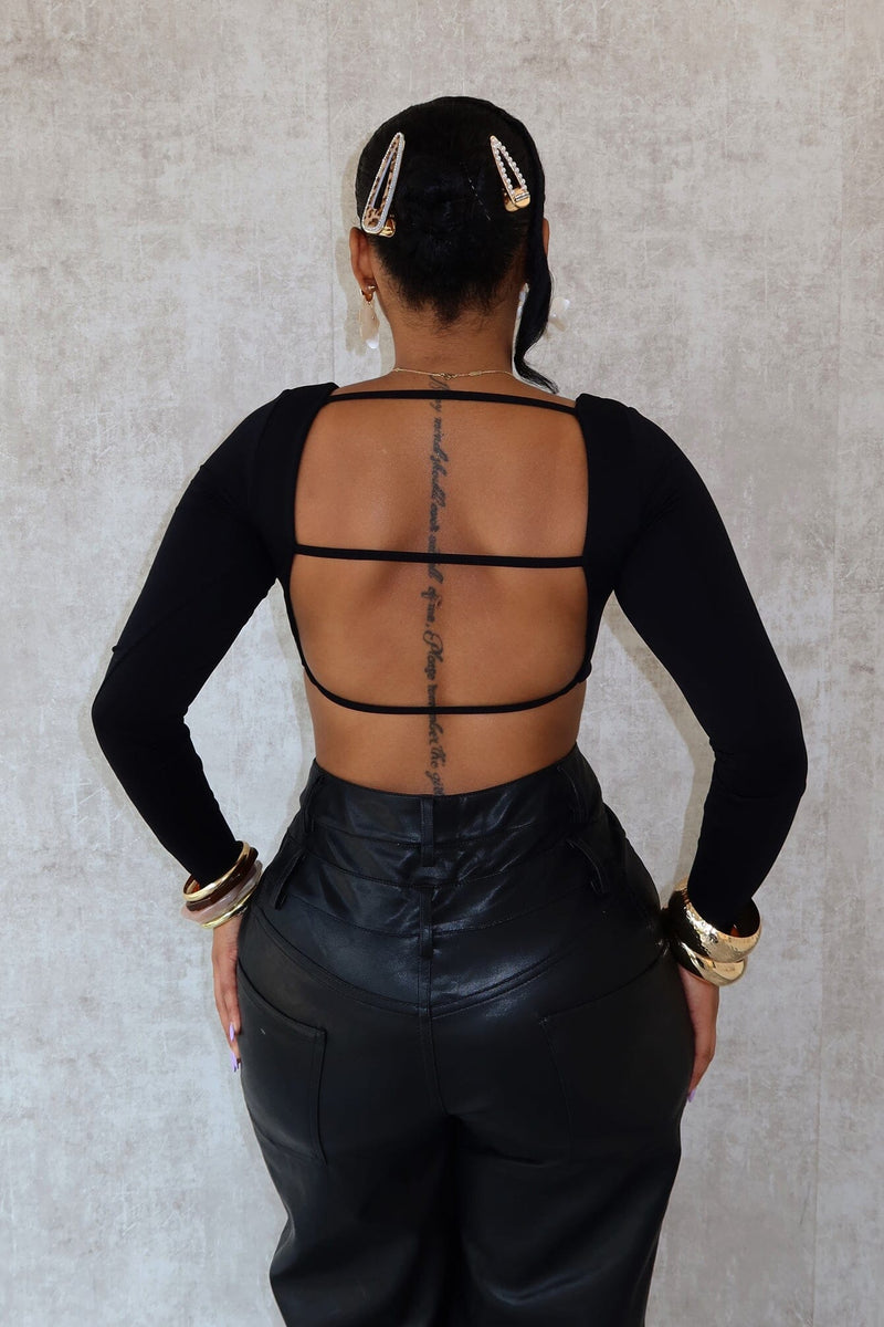 Harriet Back Cut Out Cropped Long Sleeve Top