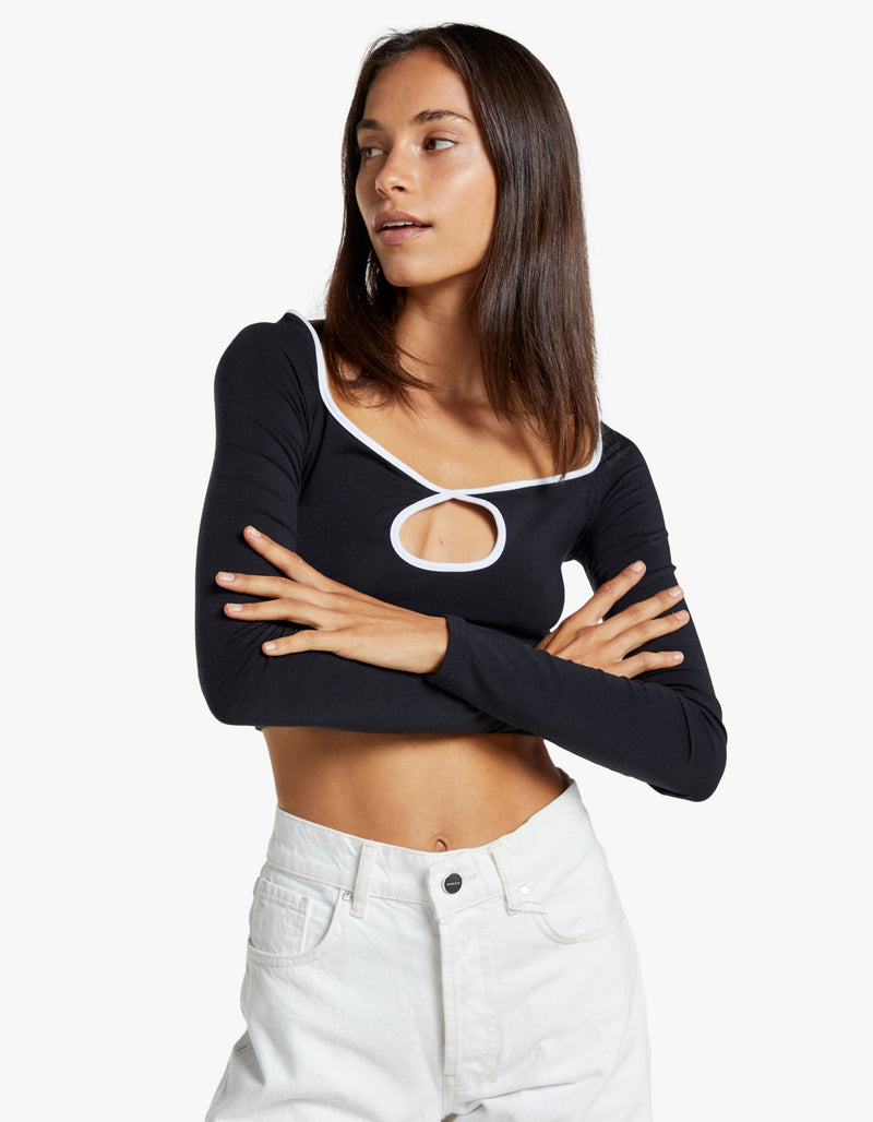 The Cut Out Long Sleeve Top - Black