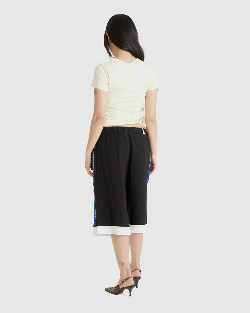 Cut-Out Shirring T-Shirt Lemon