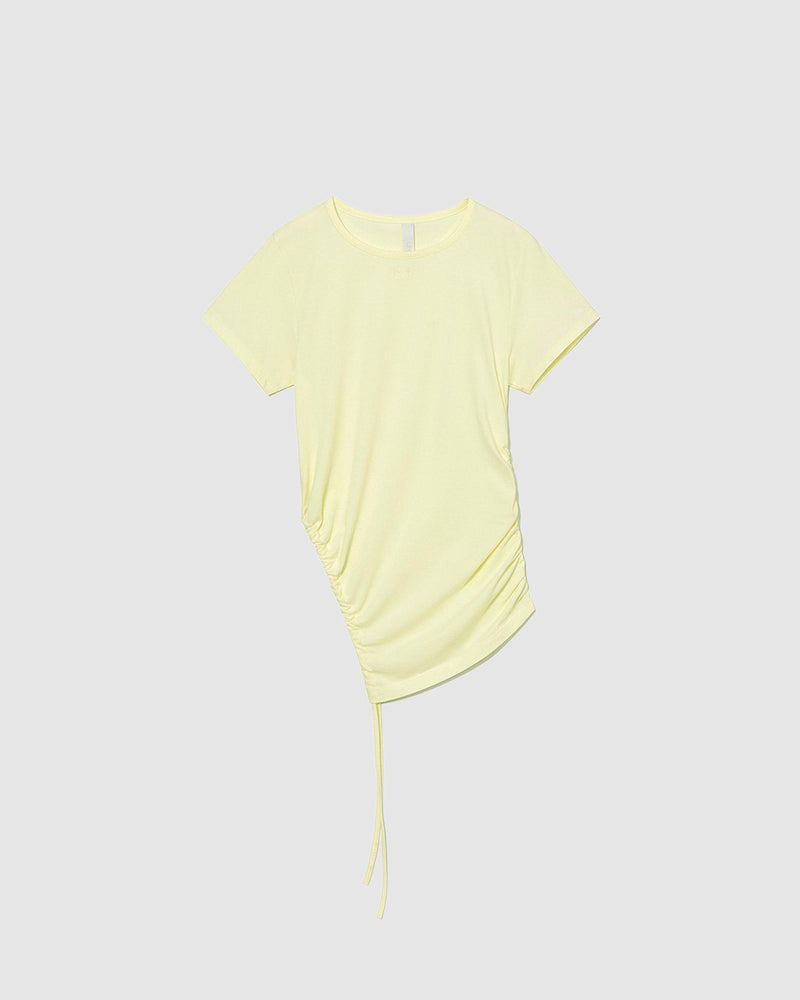 Cut-Out Shirring T-Shirt Lemon