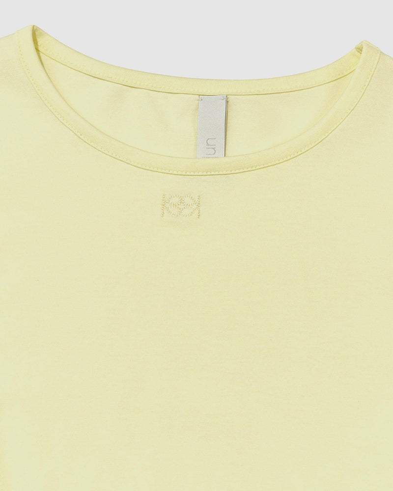 Cut-Out Shirring T-Shirt Lemon