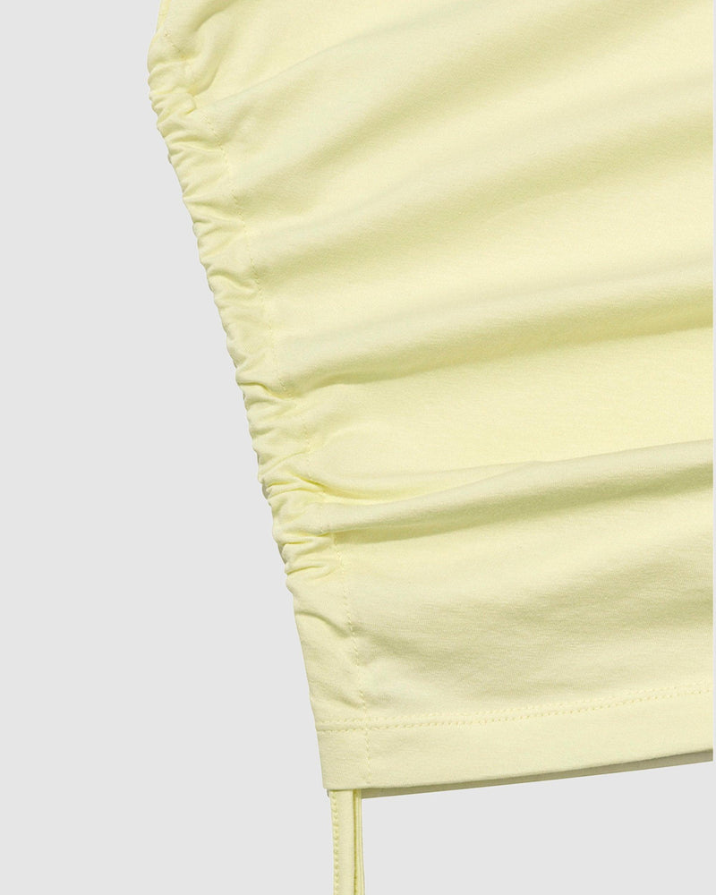 Cut-Out Shirring T-Shirt Lemon