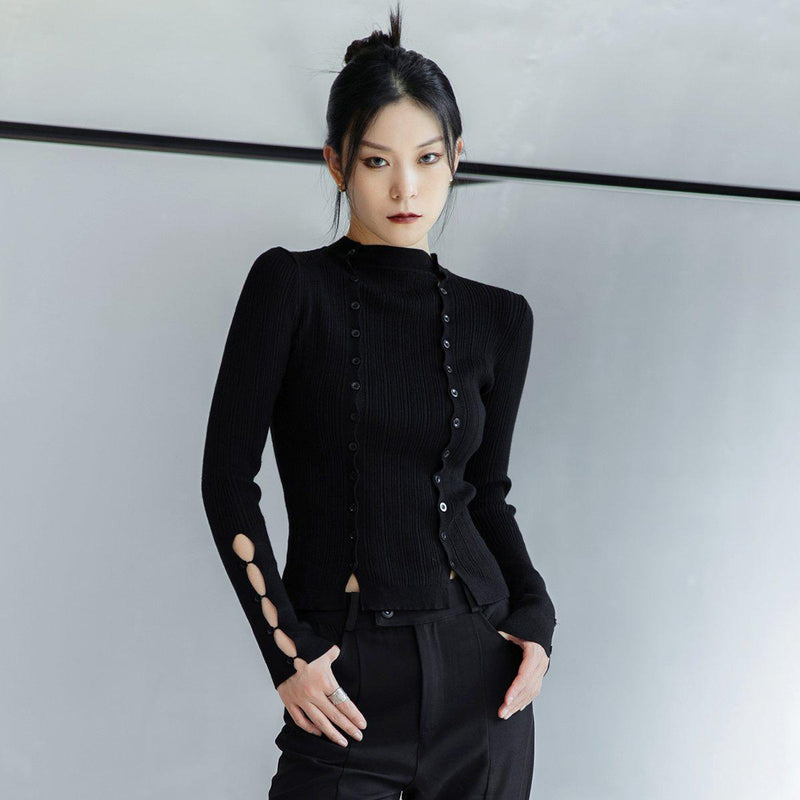 Cut-Out Cardigan With Button Detail