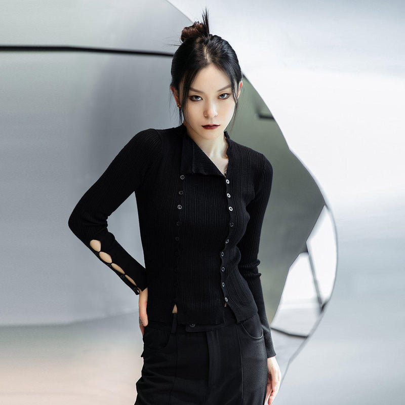 Cut-Out Cardigan With Button Detail