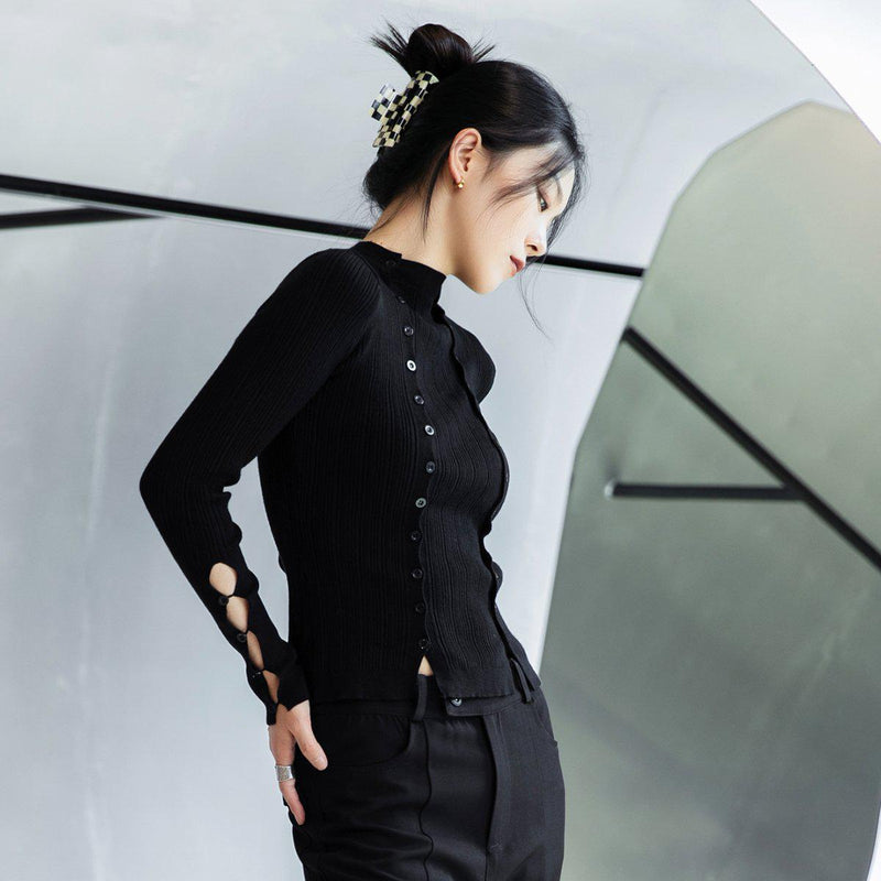 Cut-Out Cardigan With Button Detail